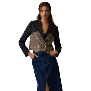 Jason Wu Navy and Plaid Blazer